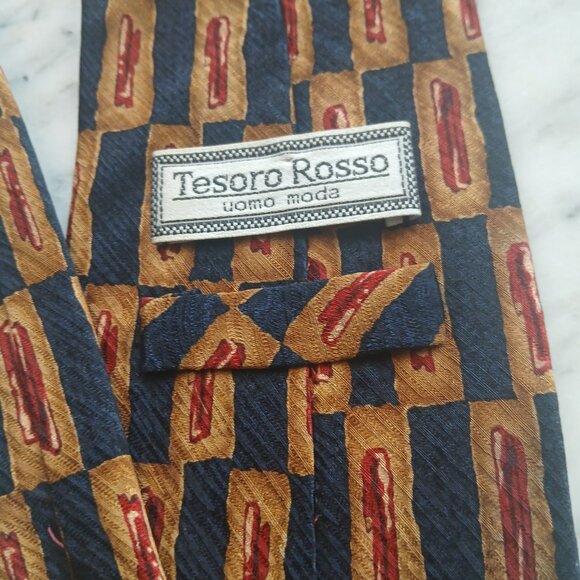 Tesoro Rosso Uomo Moda Men's Formal Necktie 58"Lx4"W Multicolor Neck Tie(0162) - Picture 4 of 4